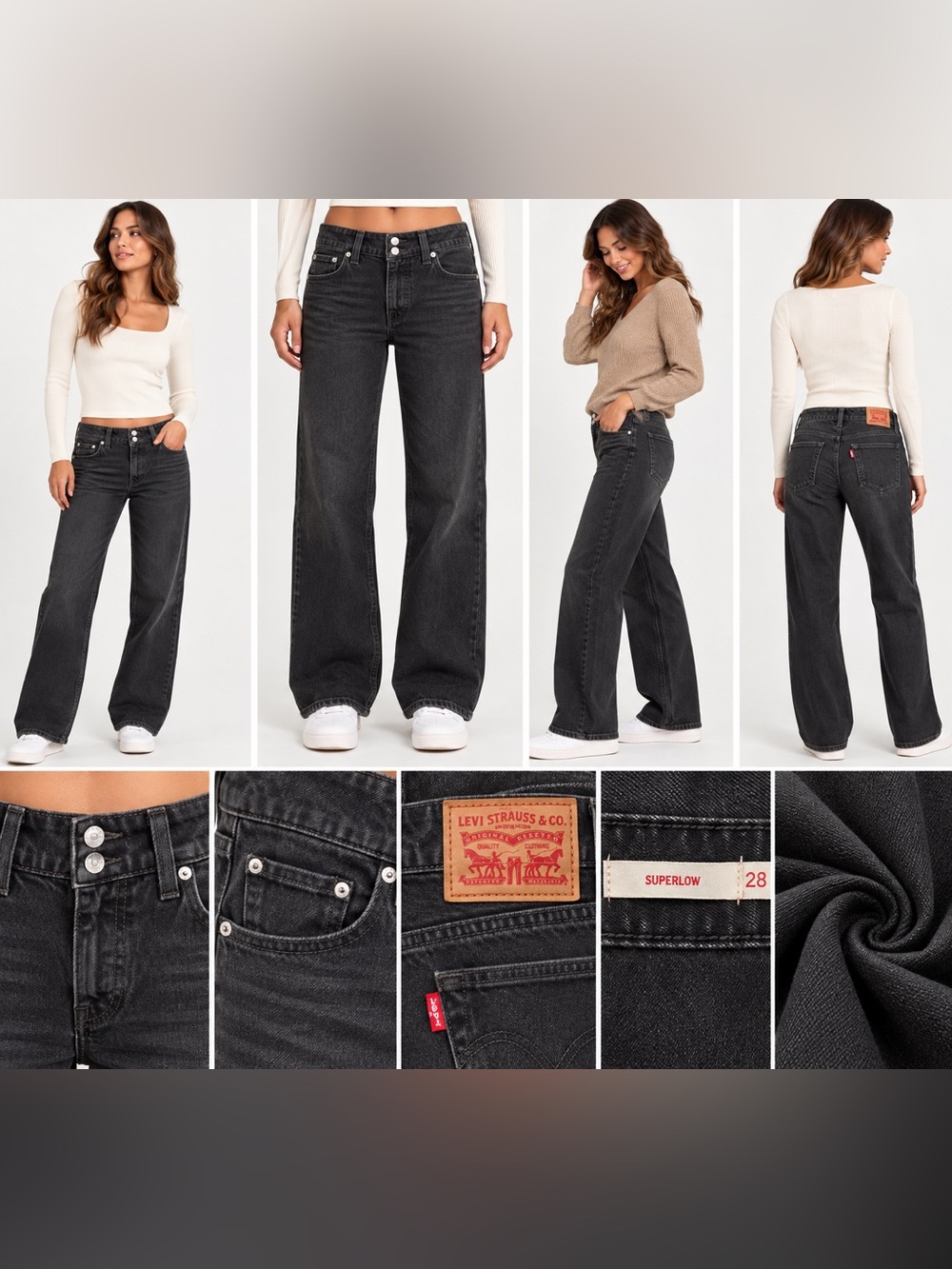 Levi’s Superlow Loose Black Wide Leg Jeans Women’s 28x32 NWT